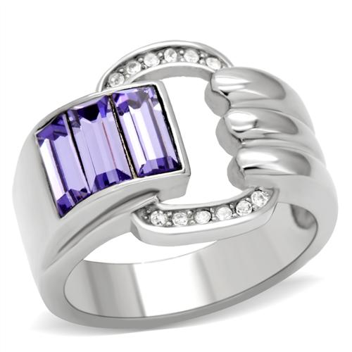 SWAROVSKI CRYSTALS BUCKLE STAINLESS STEEL RING-5 sizes
